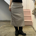cream and grey pinstripe vintage maxi skirt with floral embroidery