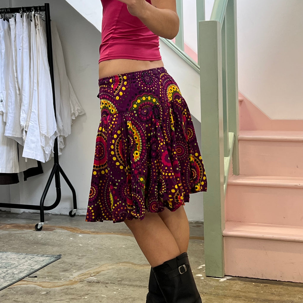 Purple printed midi skirt
