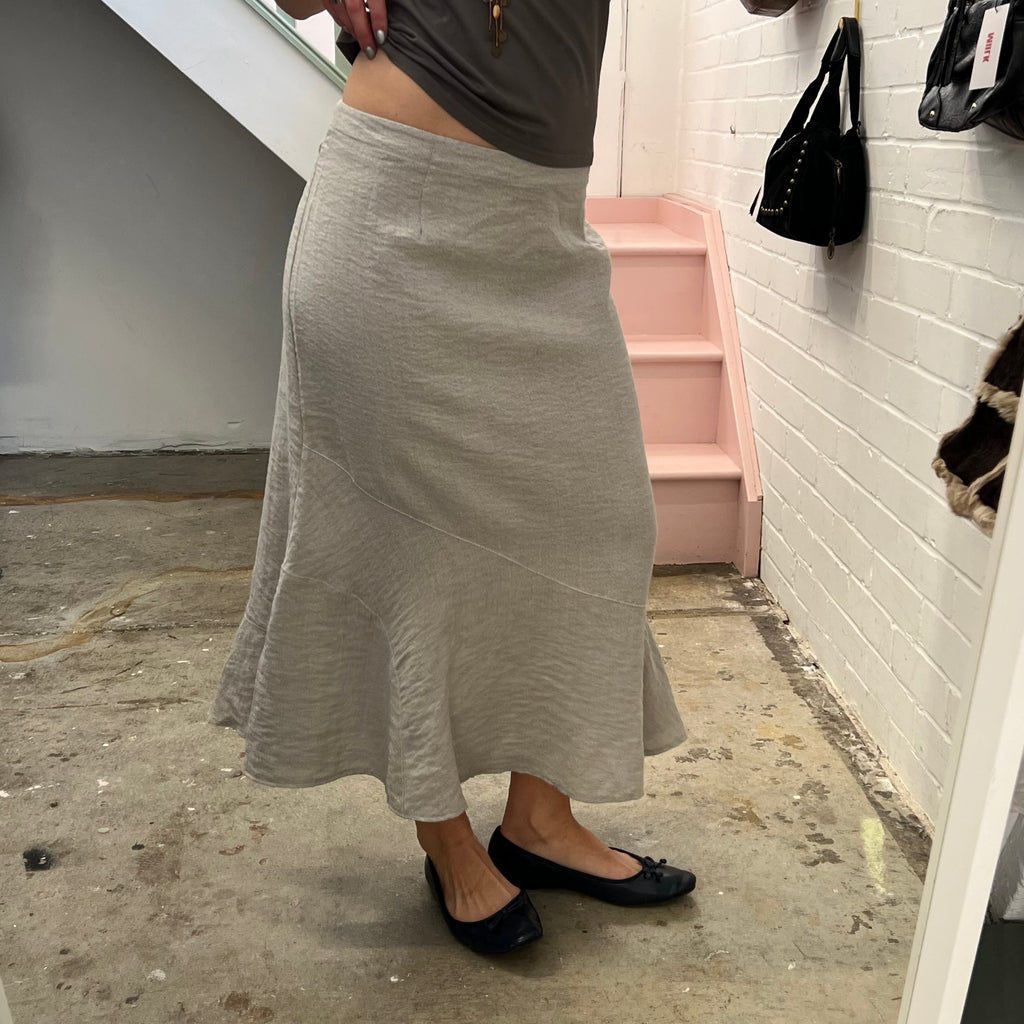 Cream floaty flared vintage maxi skirt