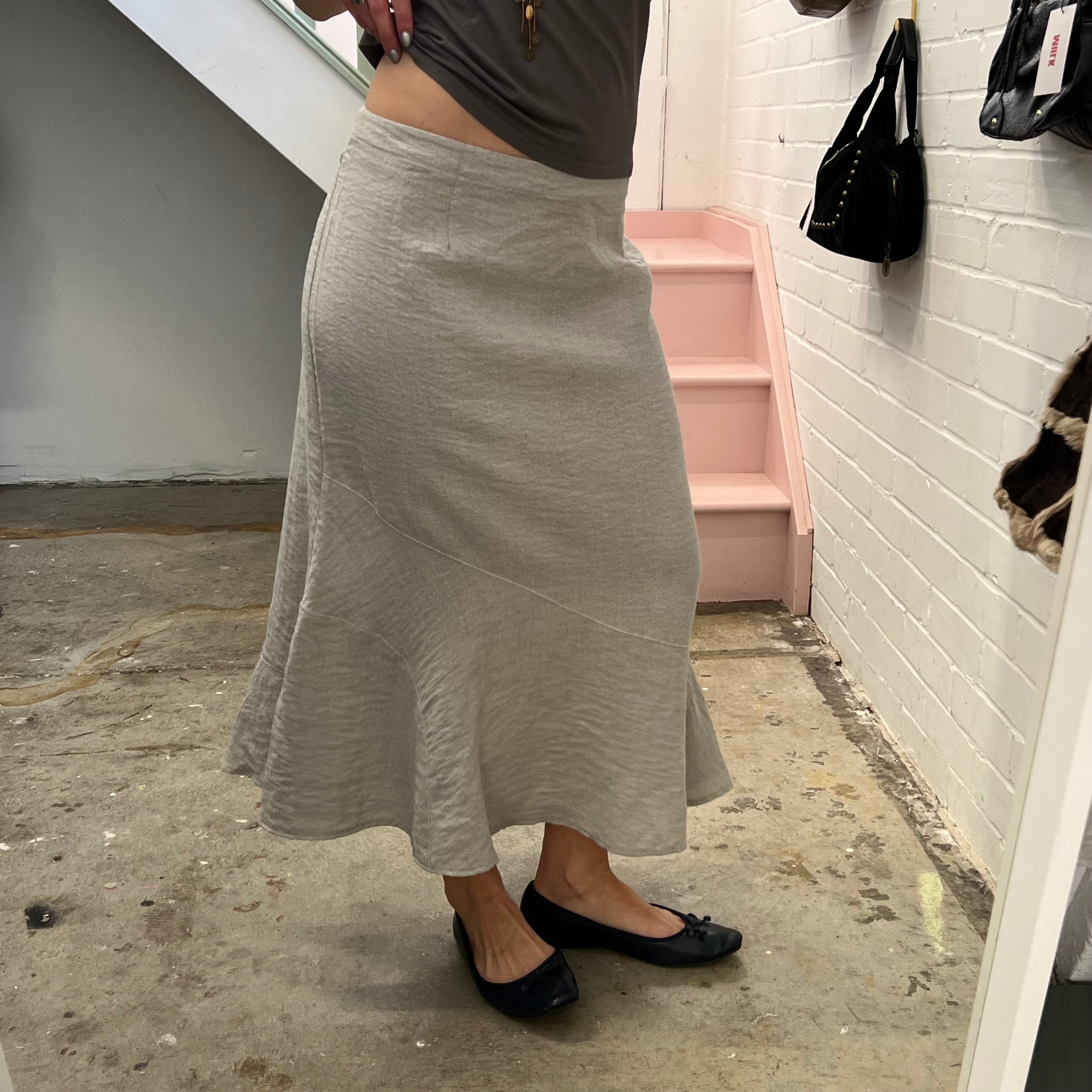 Cream floaty flared vintage maxi skirt