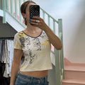 White grey graphic tee