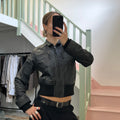 Black leather bomber jacket