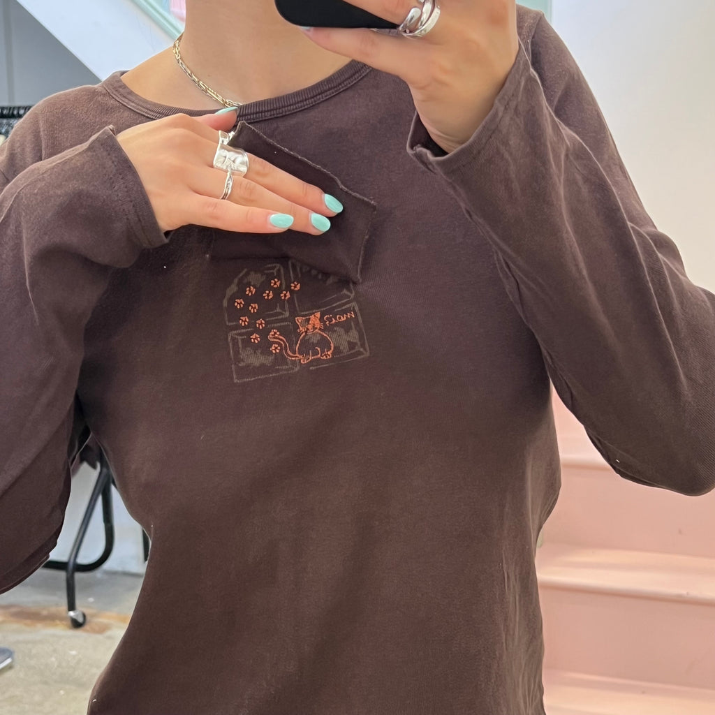 Brown printed long sleeve top