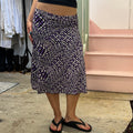 Purple polka dot floaty midi skirt