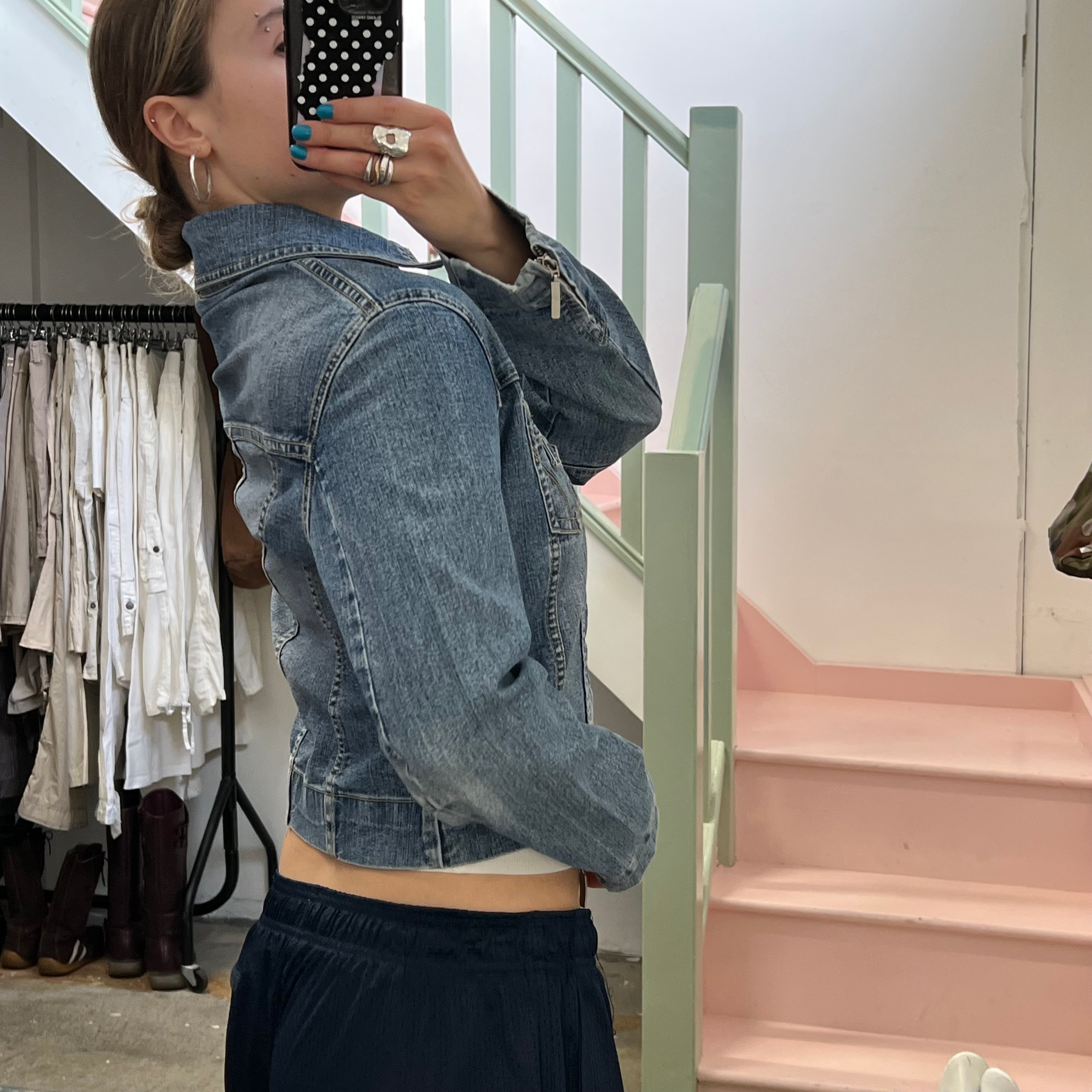 Light wash zip up denim jacket