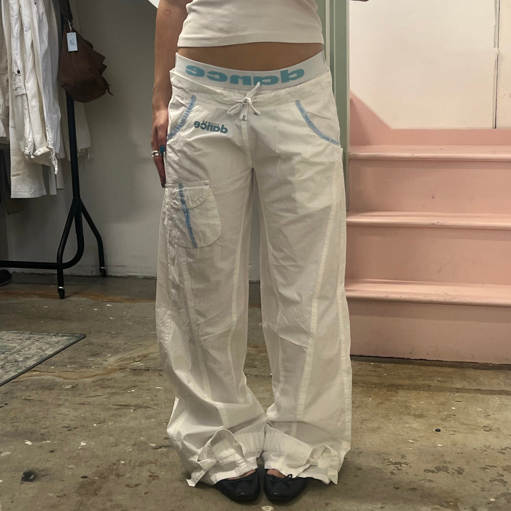 Danza white baggy wide leg joggers