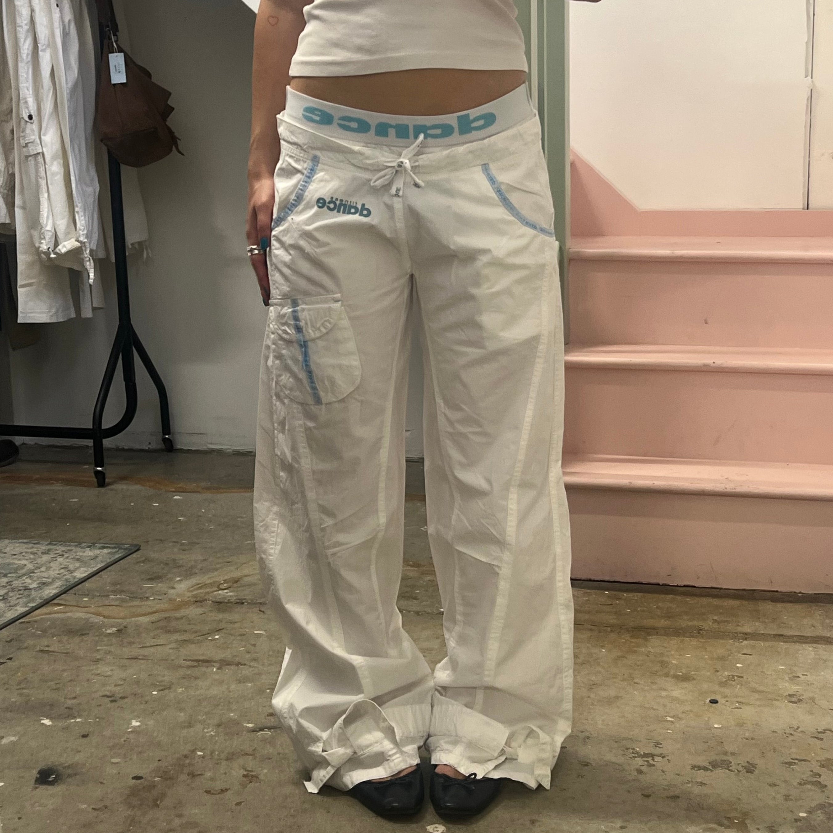 Danza white baggy wide leg joggers