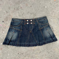 Micro mini pleated denim skirt