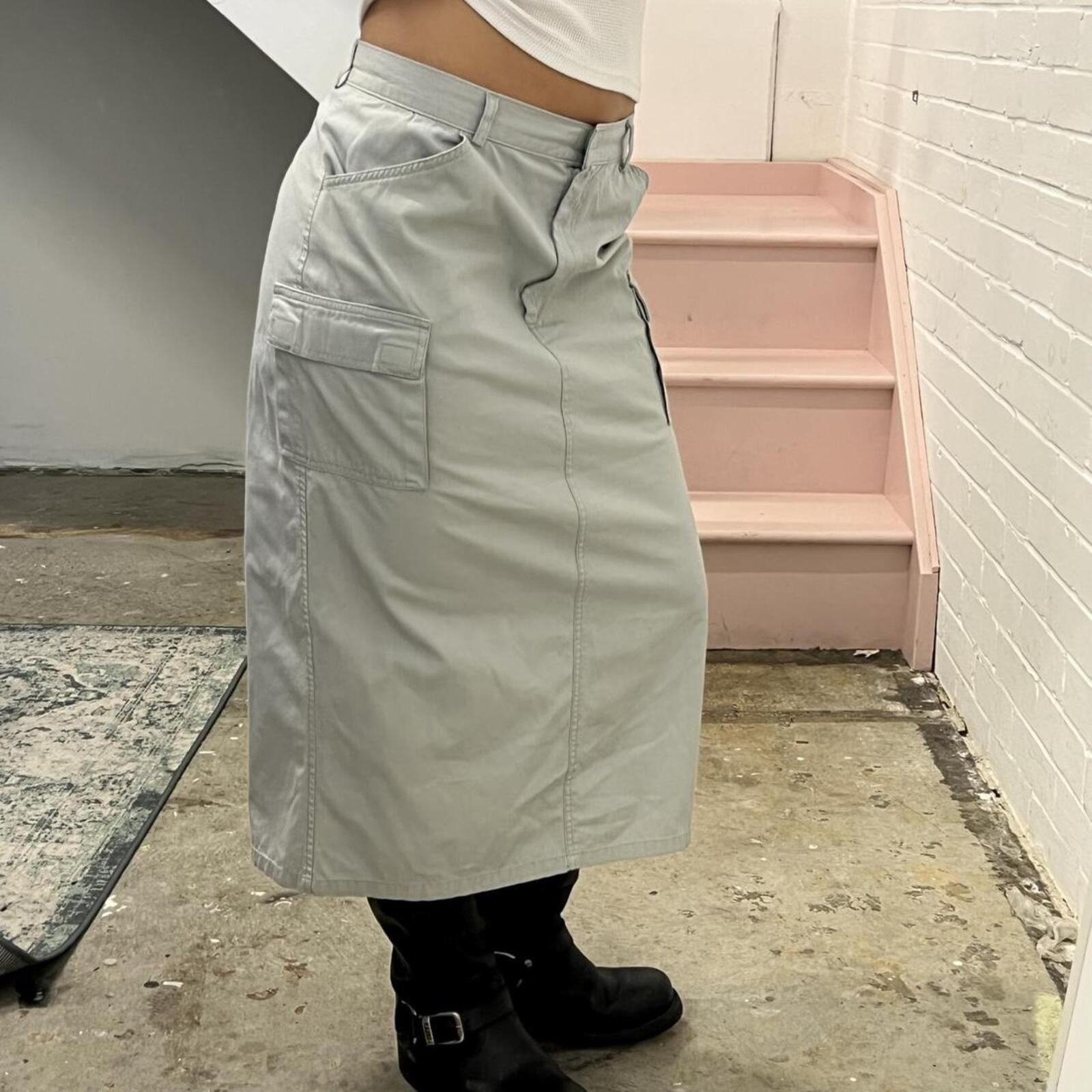 Oops grey vintage cargo maxi skirt