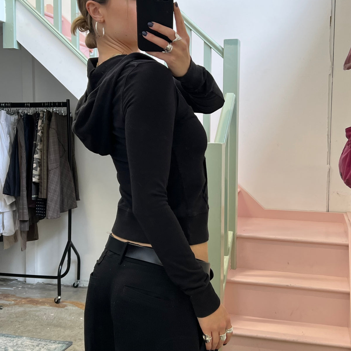 Black hooded top