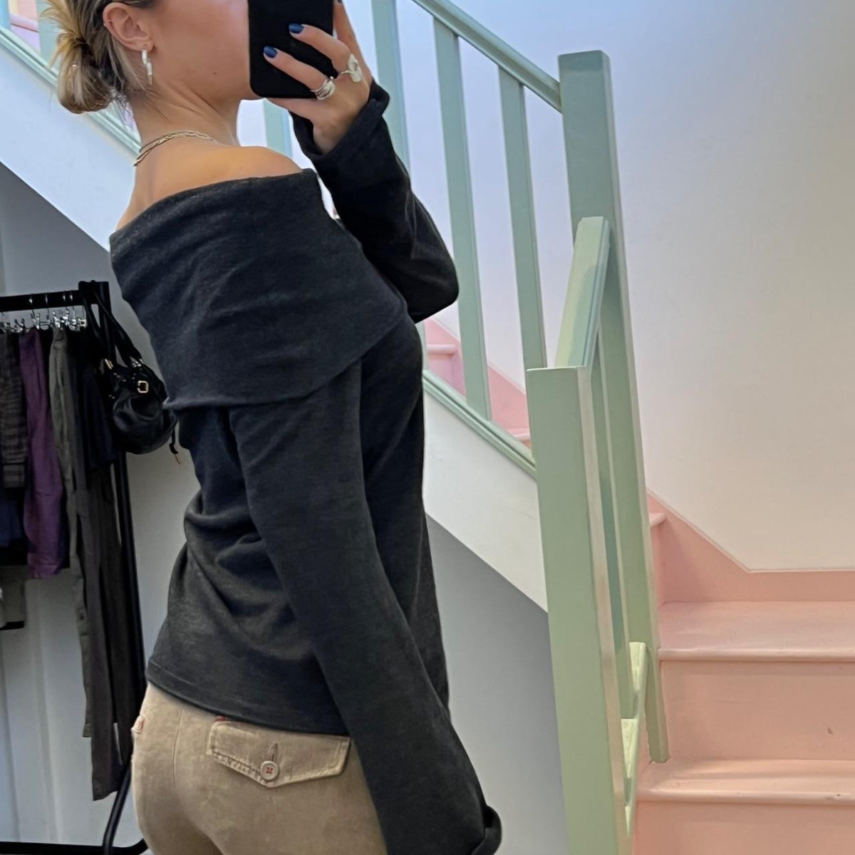 Esprit grey off shoulder sweater