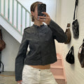Grey zip up utility style tailored jacket with buttons