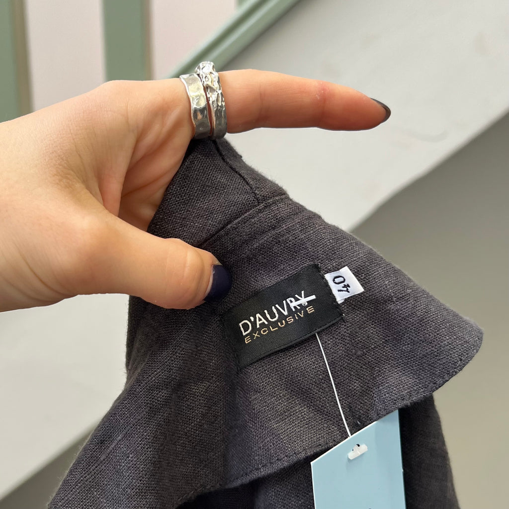 Grey linen ruffle blazer