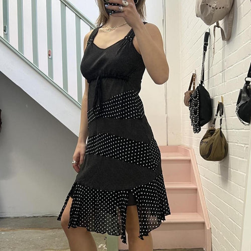 Black and white polka dot vintage midi dress