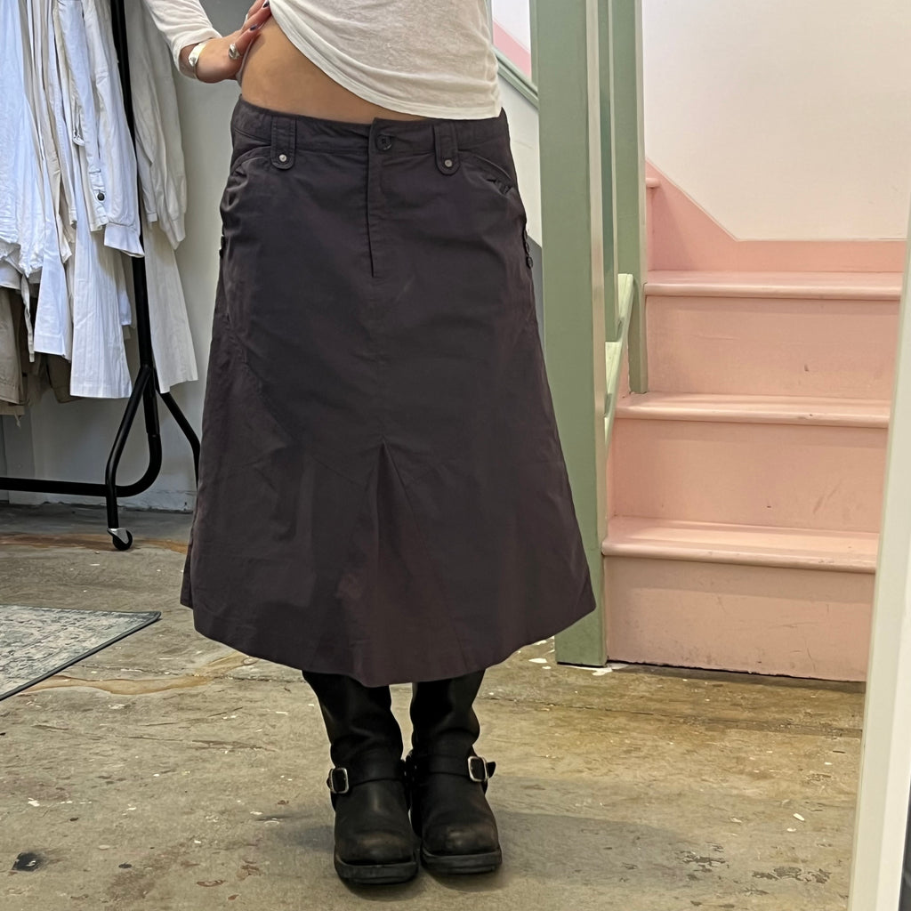 Grey cargo midi skirt
