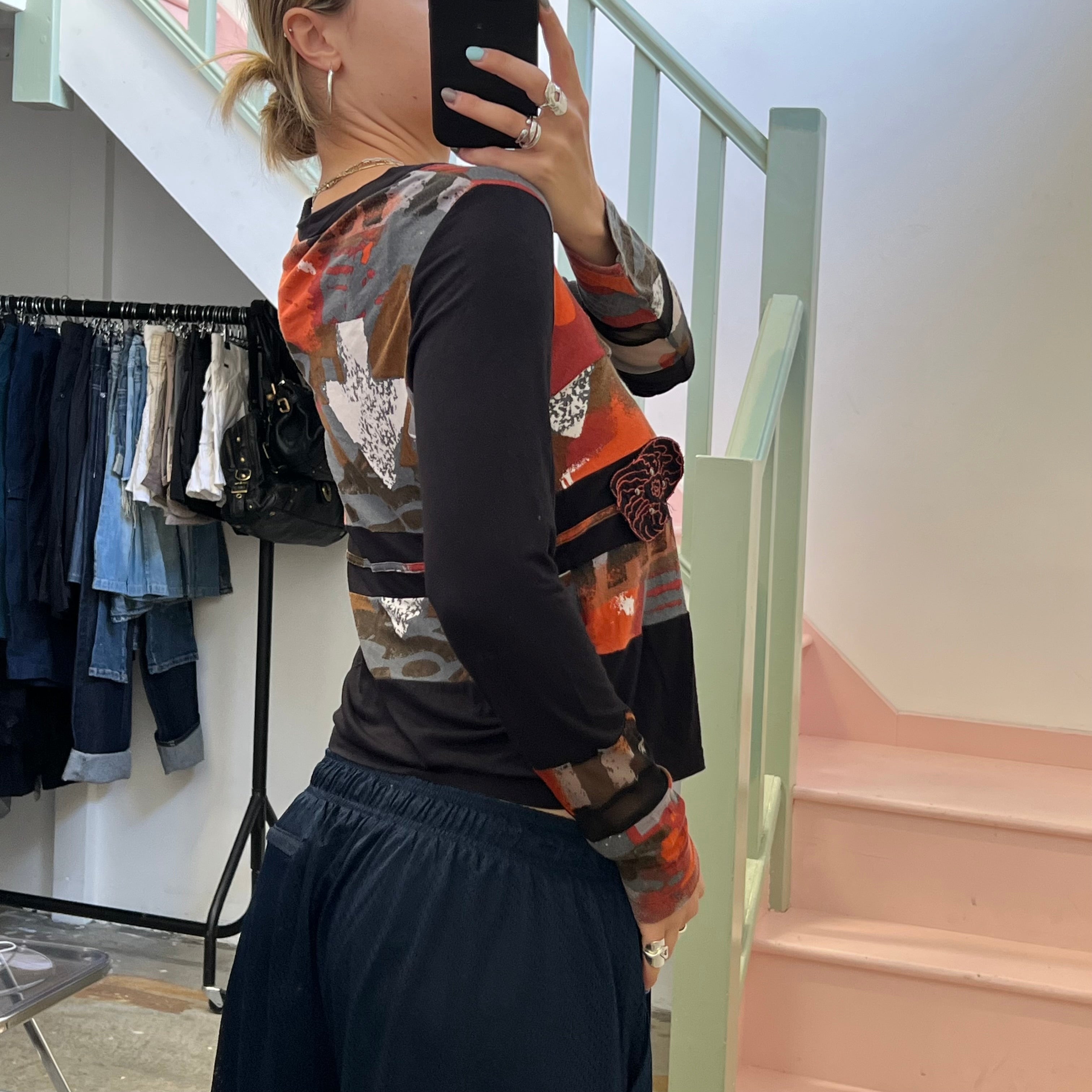 Graphic print long sleeve top