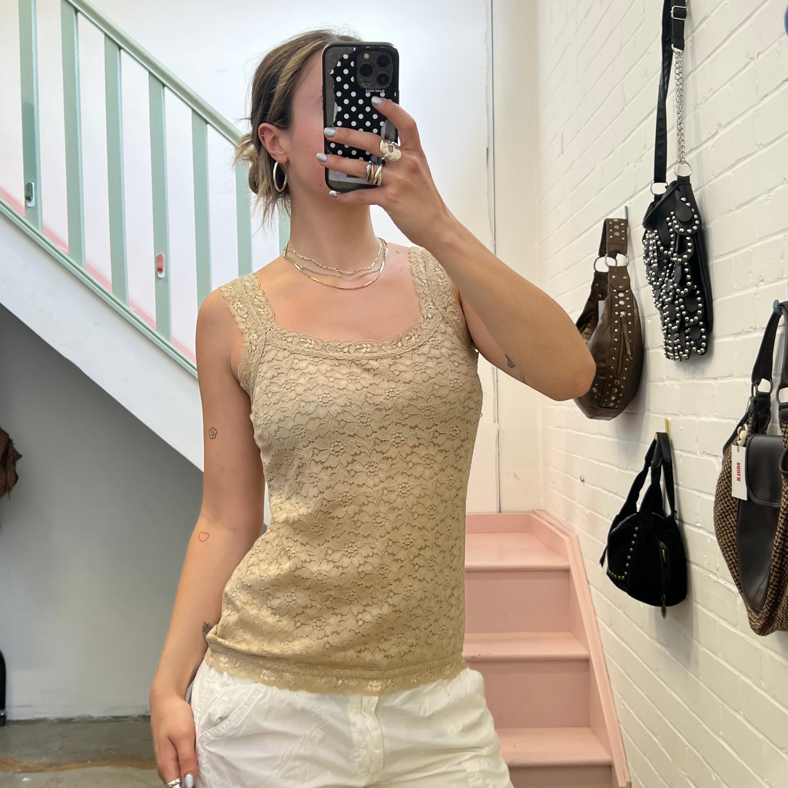 Cream lace vest