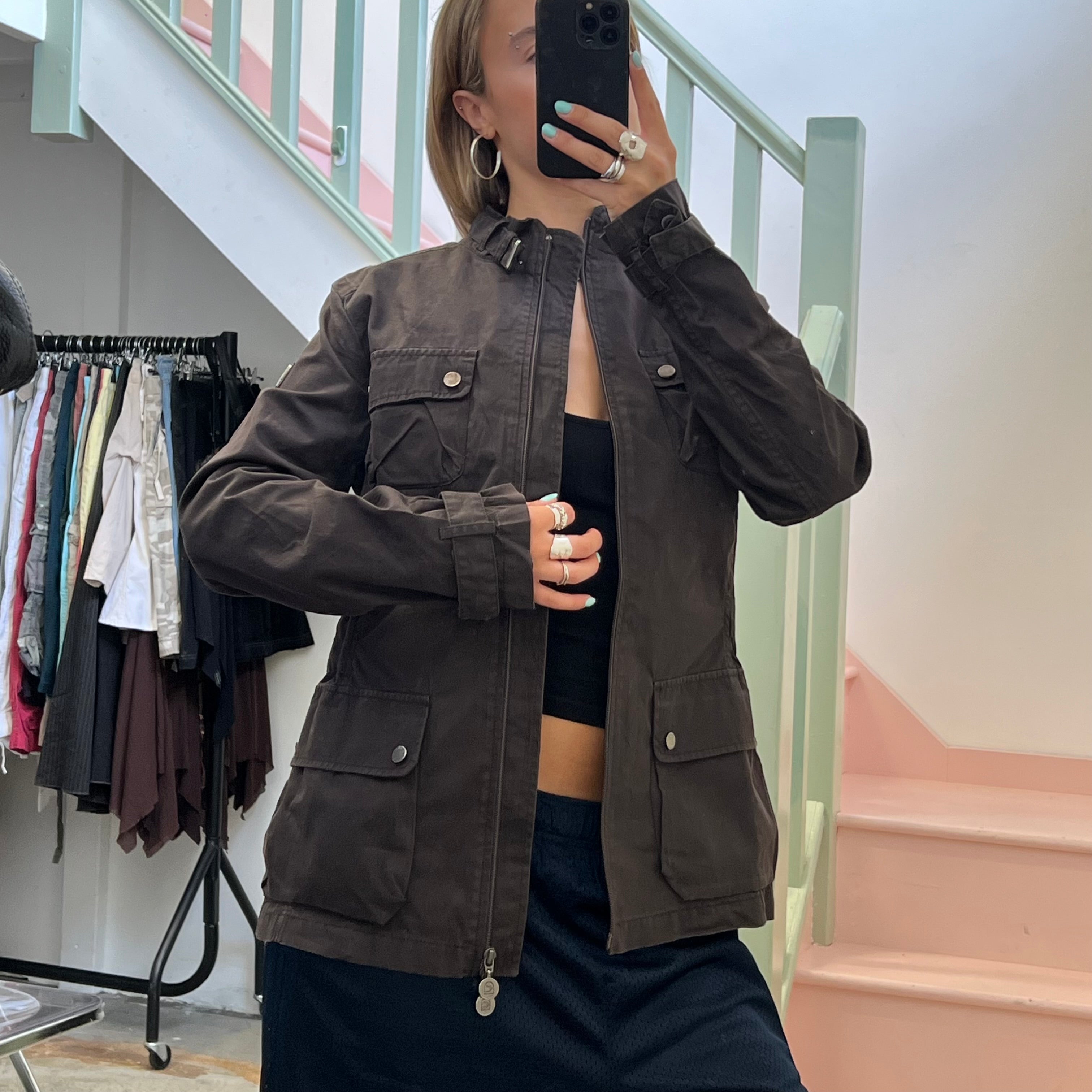 Brown fitted utility style jacket