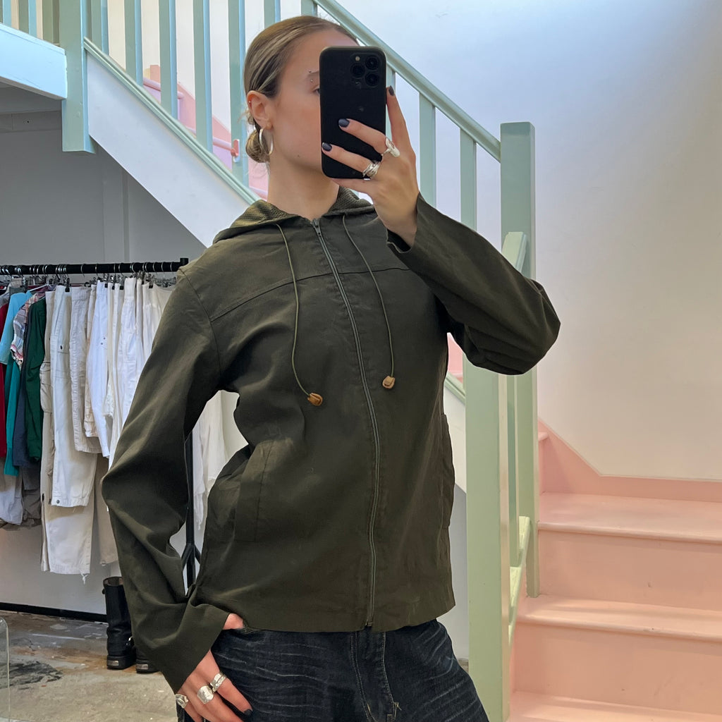 Khaki zip up lightweight jacket