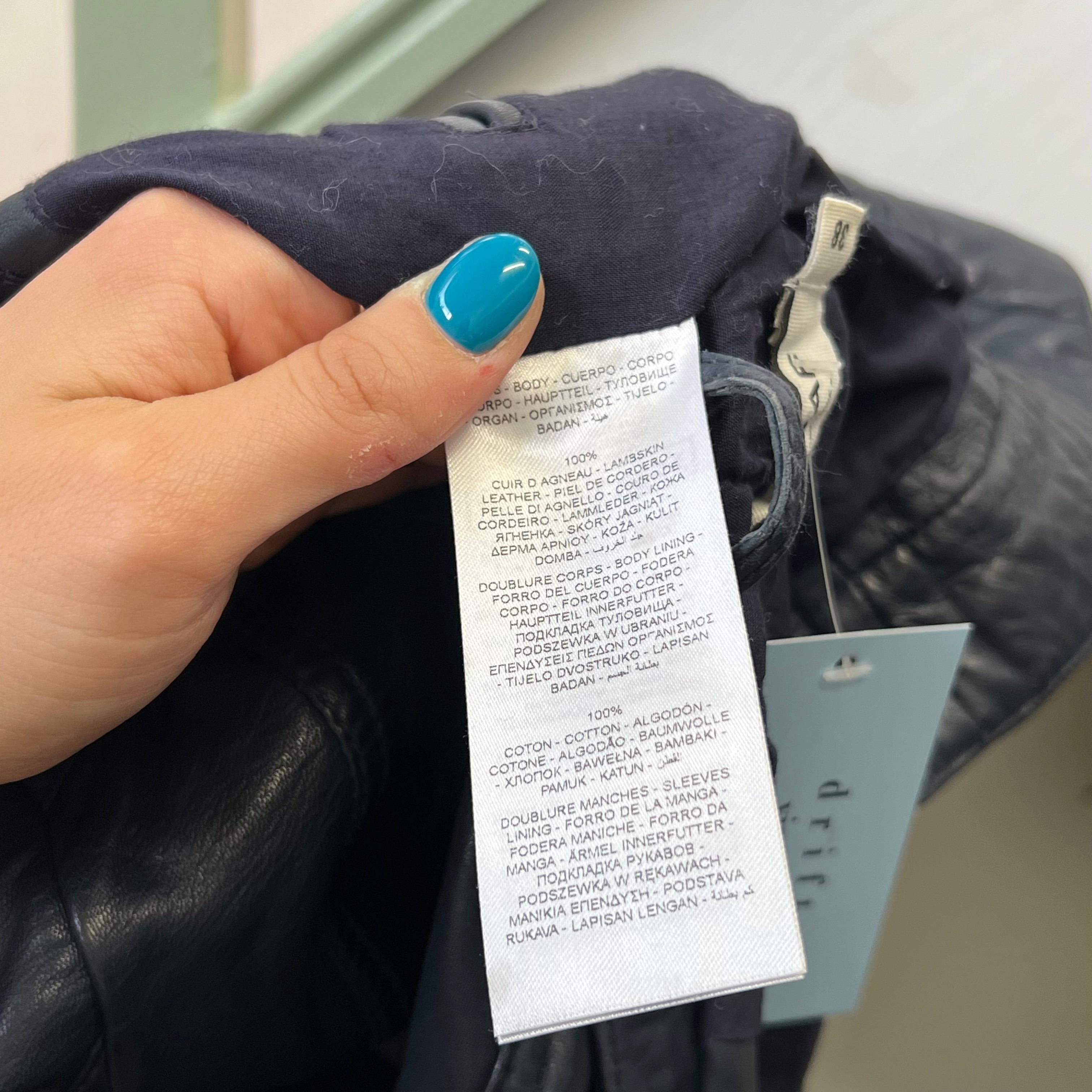 Naf Naf navy leather biker jacket