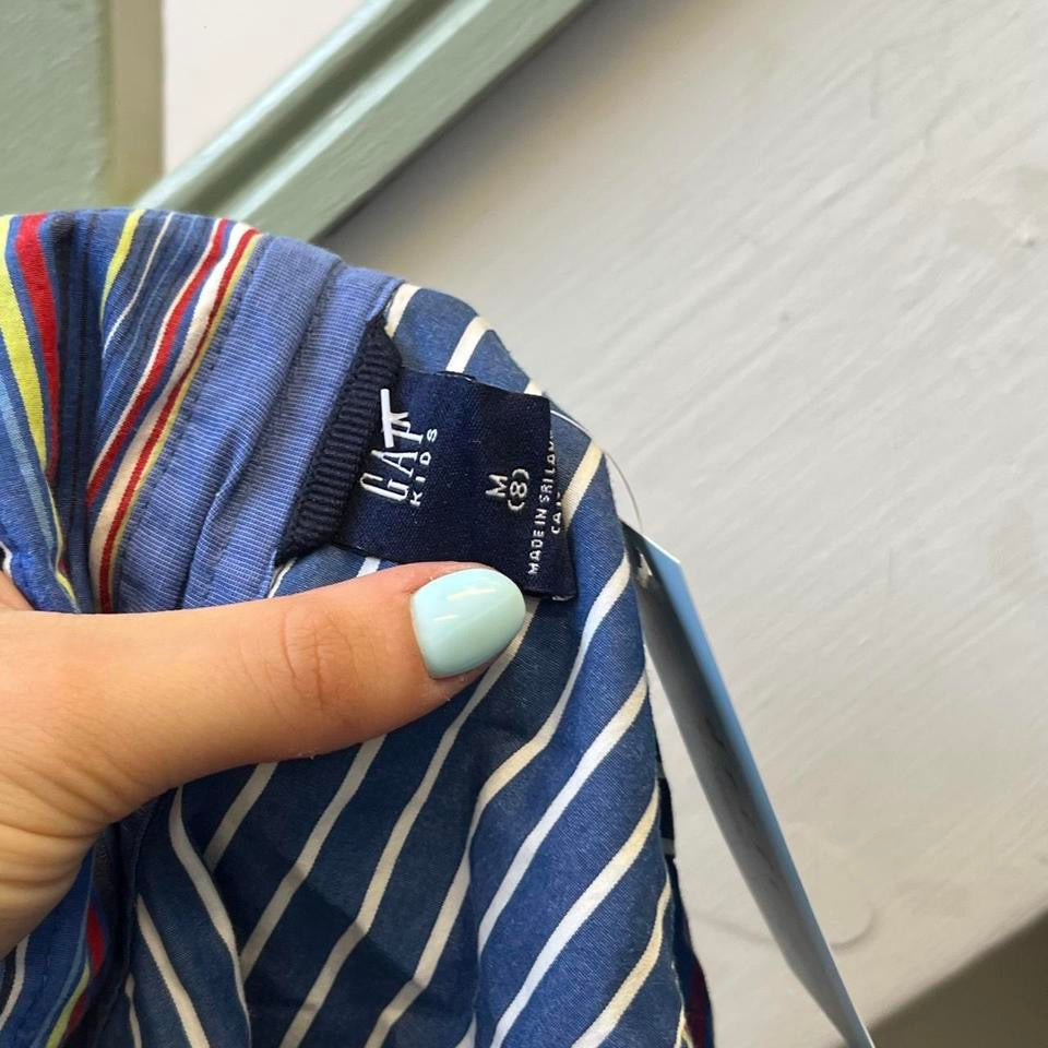 Blue striped fitted office shirt
