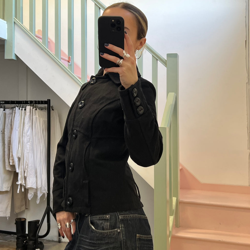 Black wool peacoat
