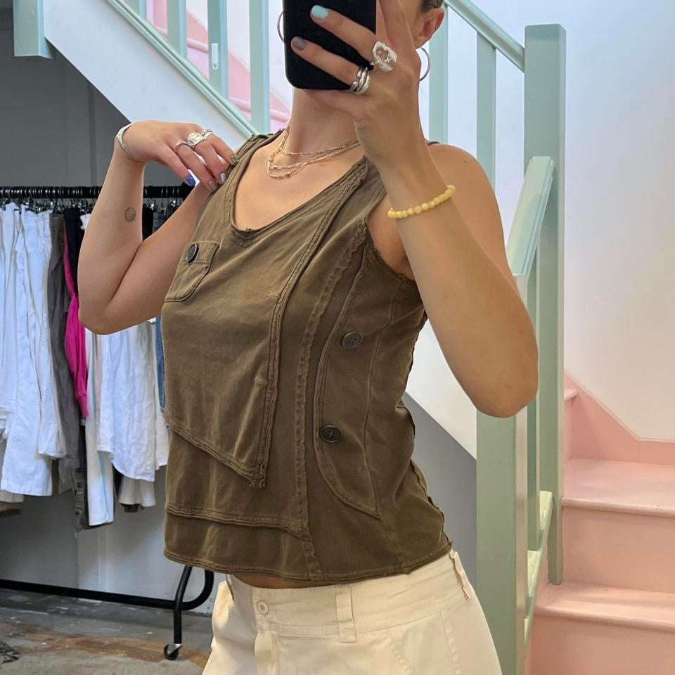 Brown utility style vest