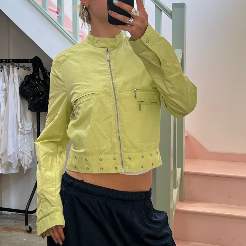 Lime green lightweight zip up jacket