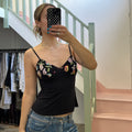 Black floral embroidered camis