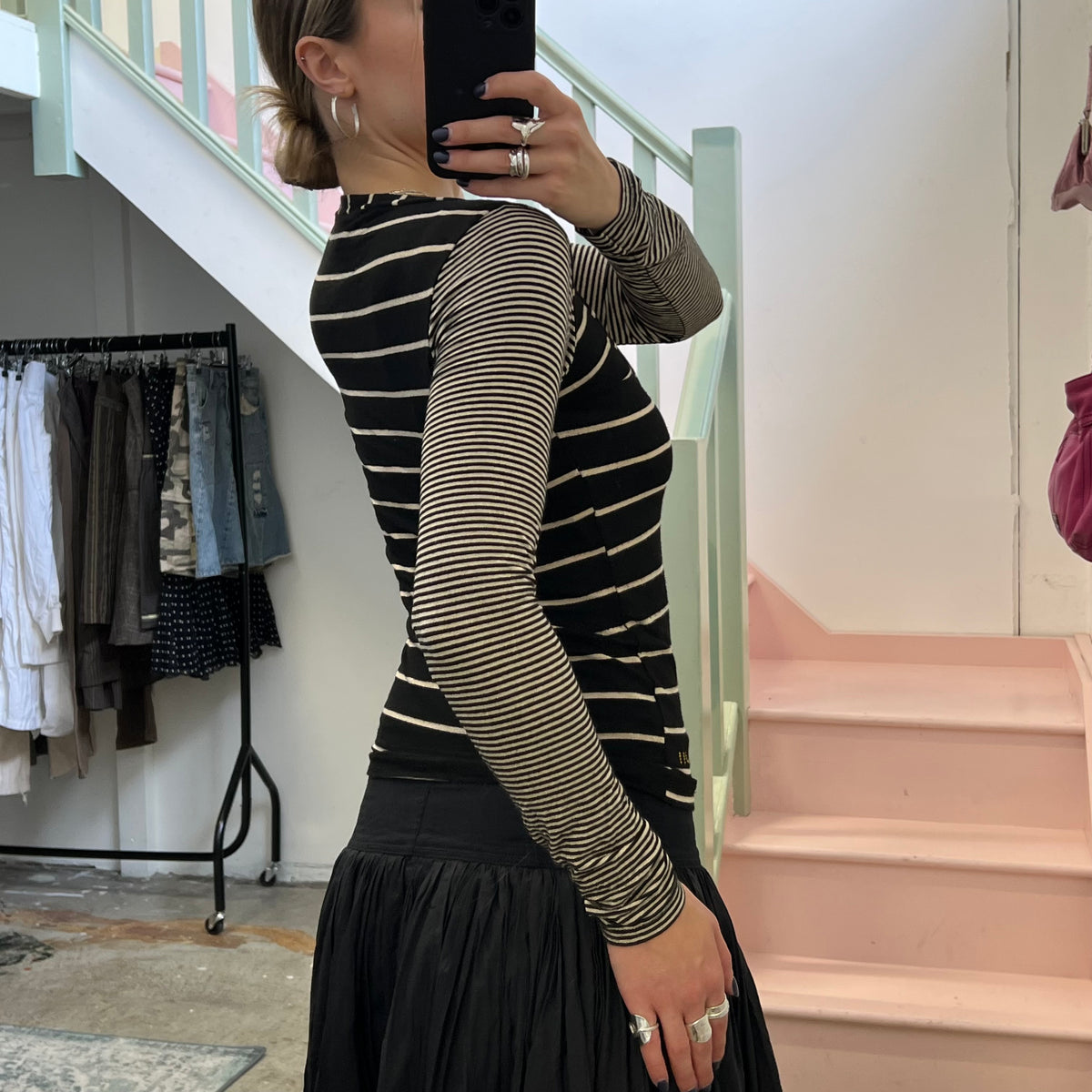 Striped layered look top