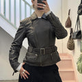 street one dark brown leather zip up vintage biker jacket