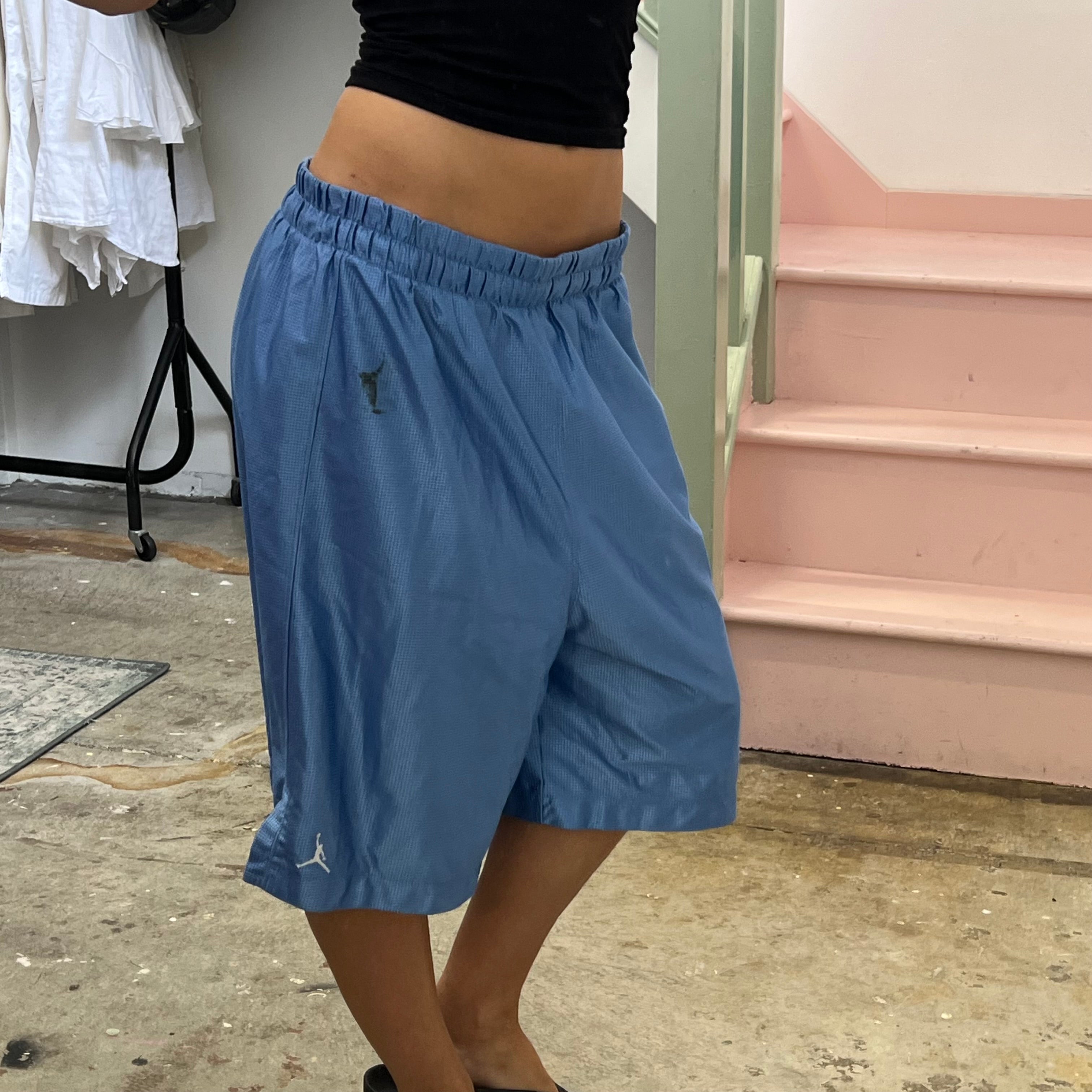 Light blue metallic basketball shorts