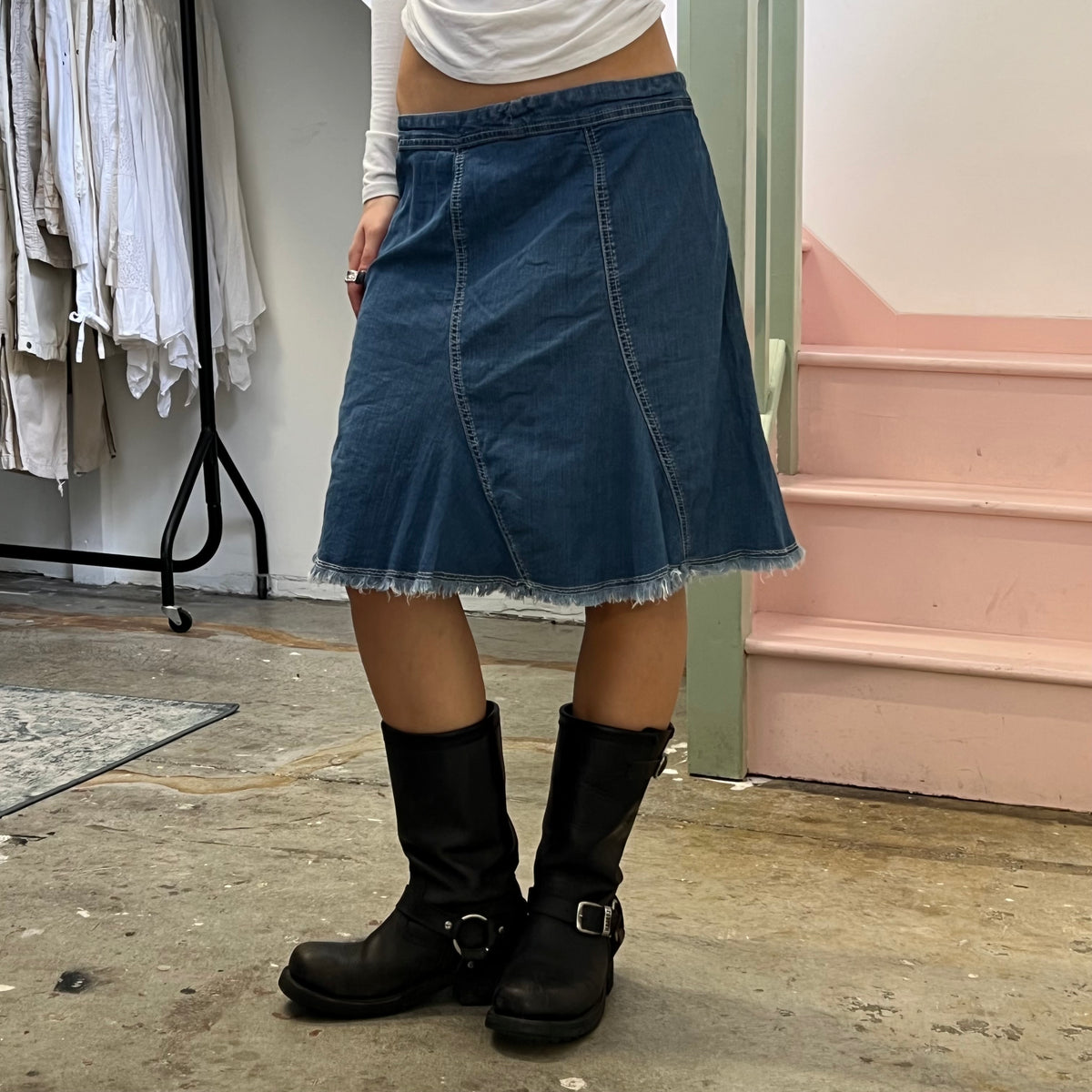 Denim midi skirt