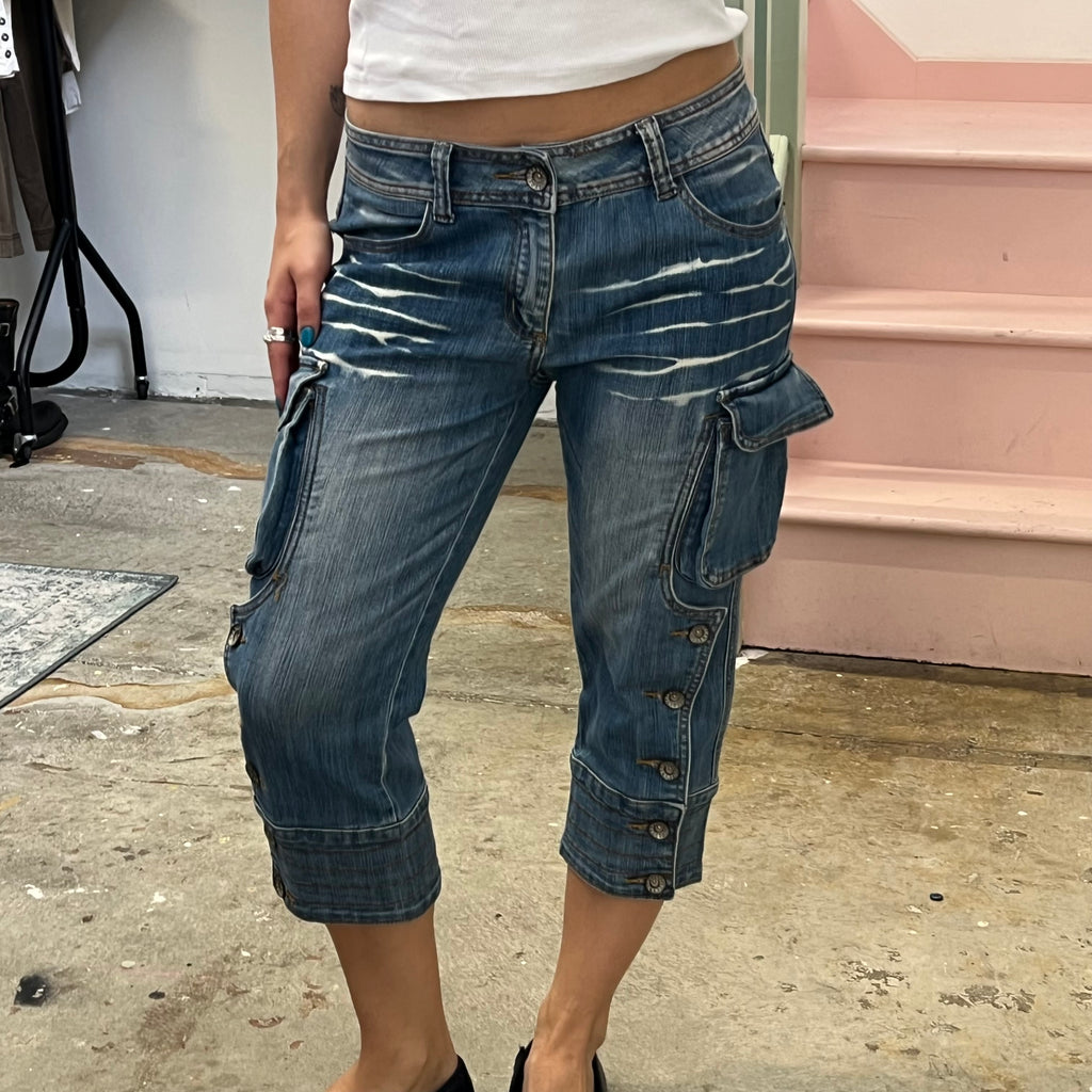 Denim fitted capris
