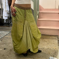 Green ballon style ruched maxi skirt