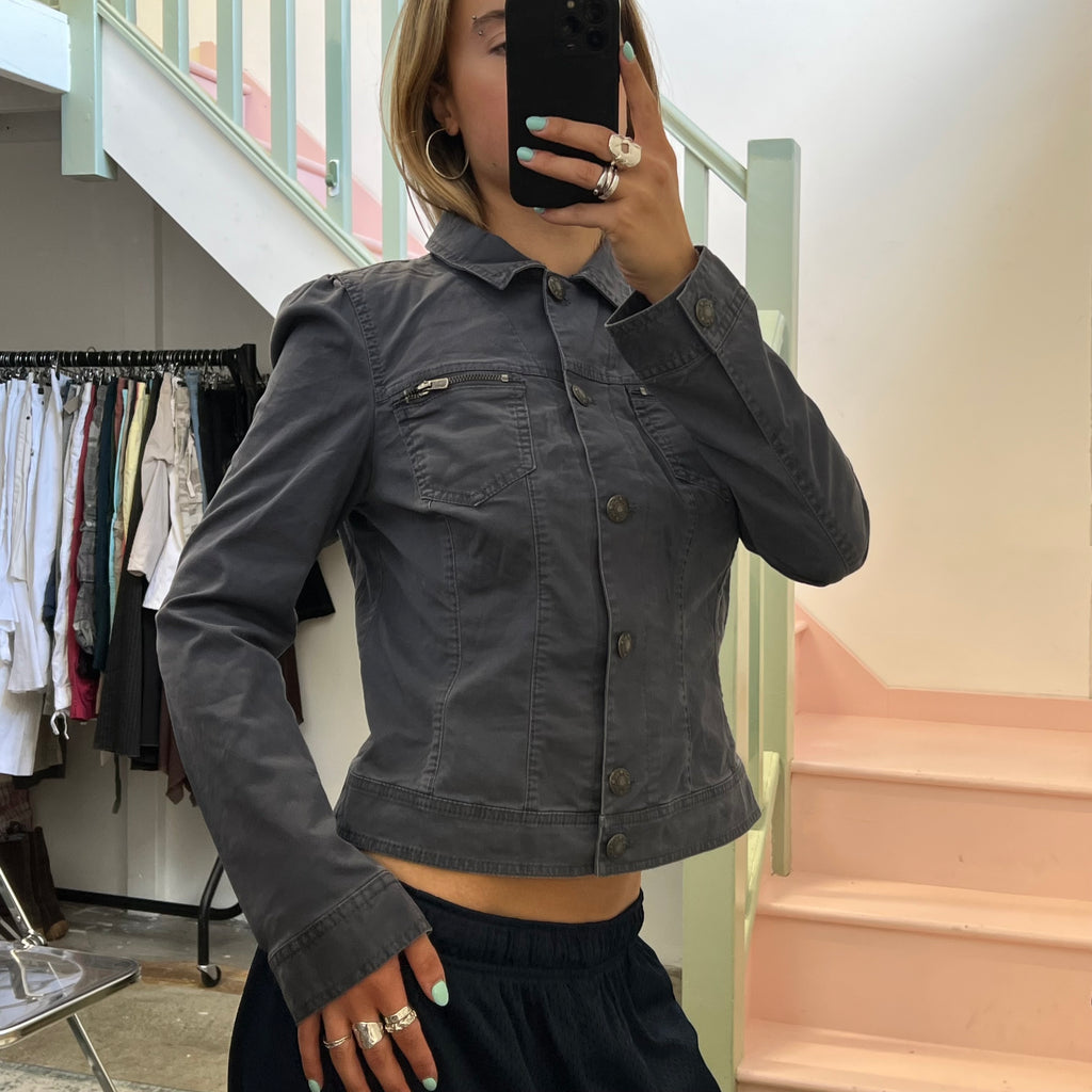 Grey Esprit button up fitted jacket