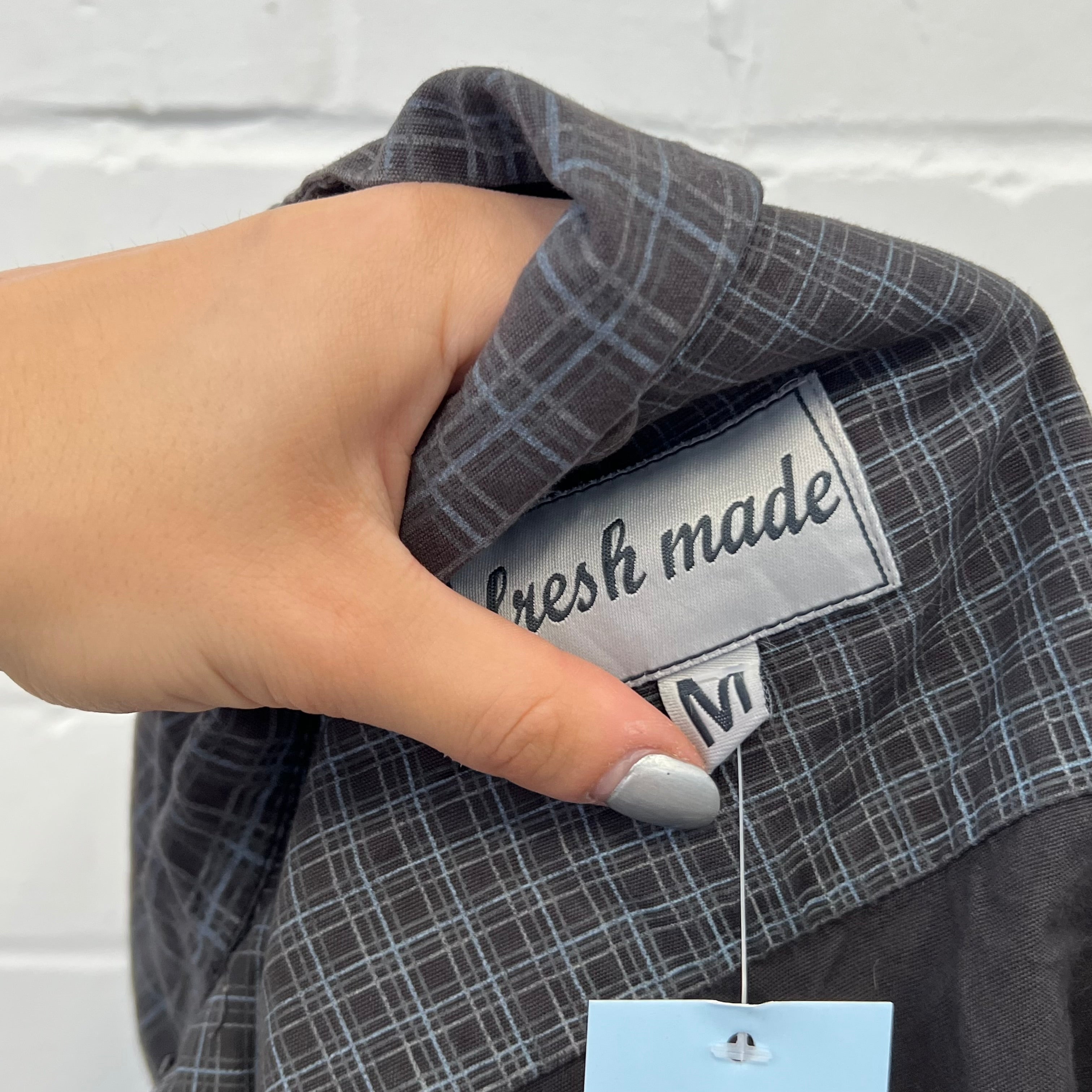 Grey checkered gingham lightweight vintage bomber jacket