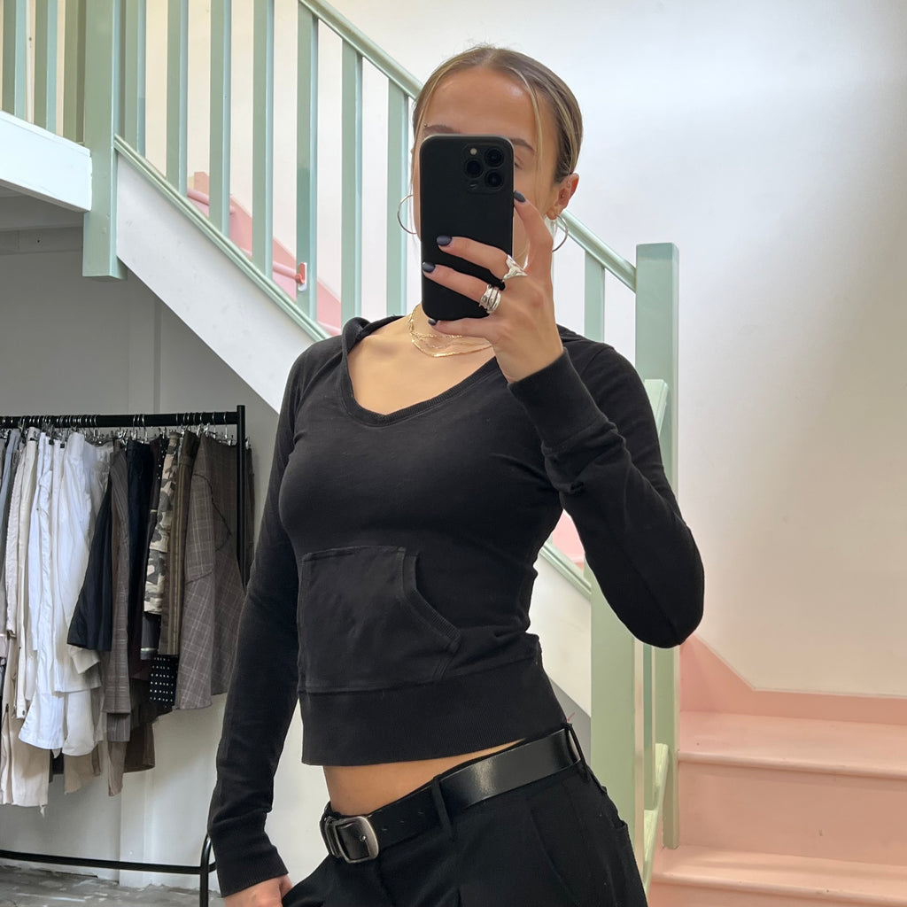 Black hooded top
