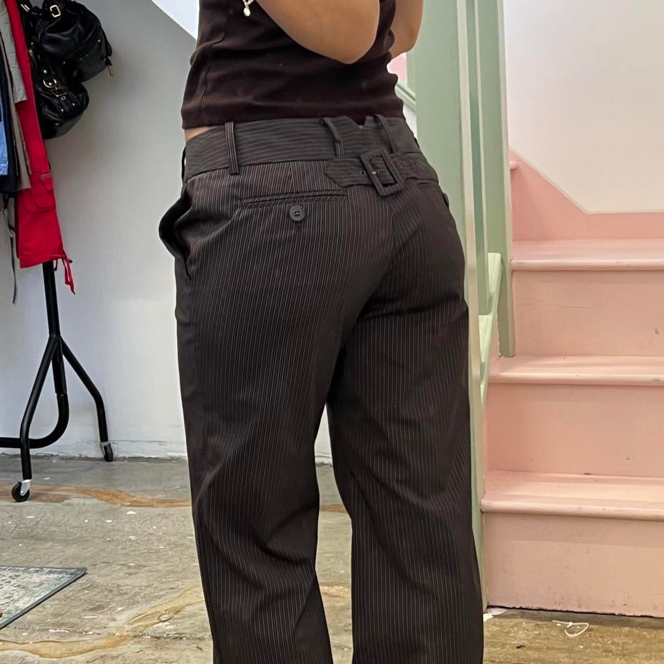 Mexx pinstripe low rise wide leg tailored trousers