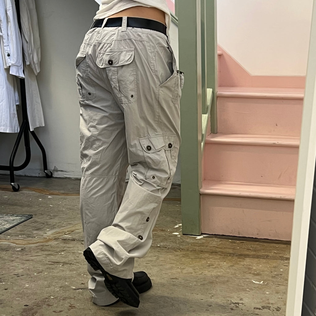 Grey baggy cargo trousers