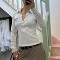 Mexx white fitted long sleeve polo shirt