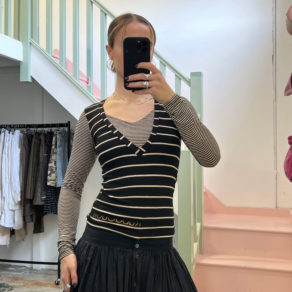Striped layered look top