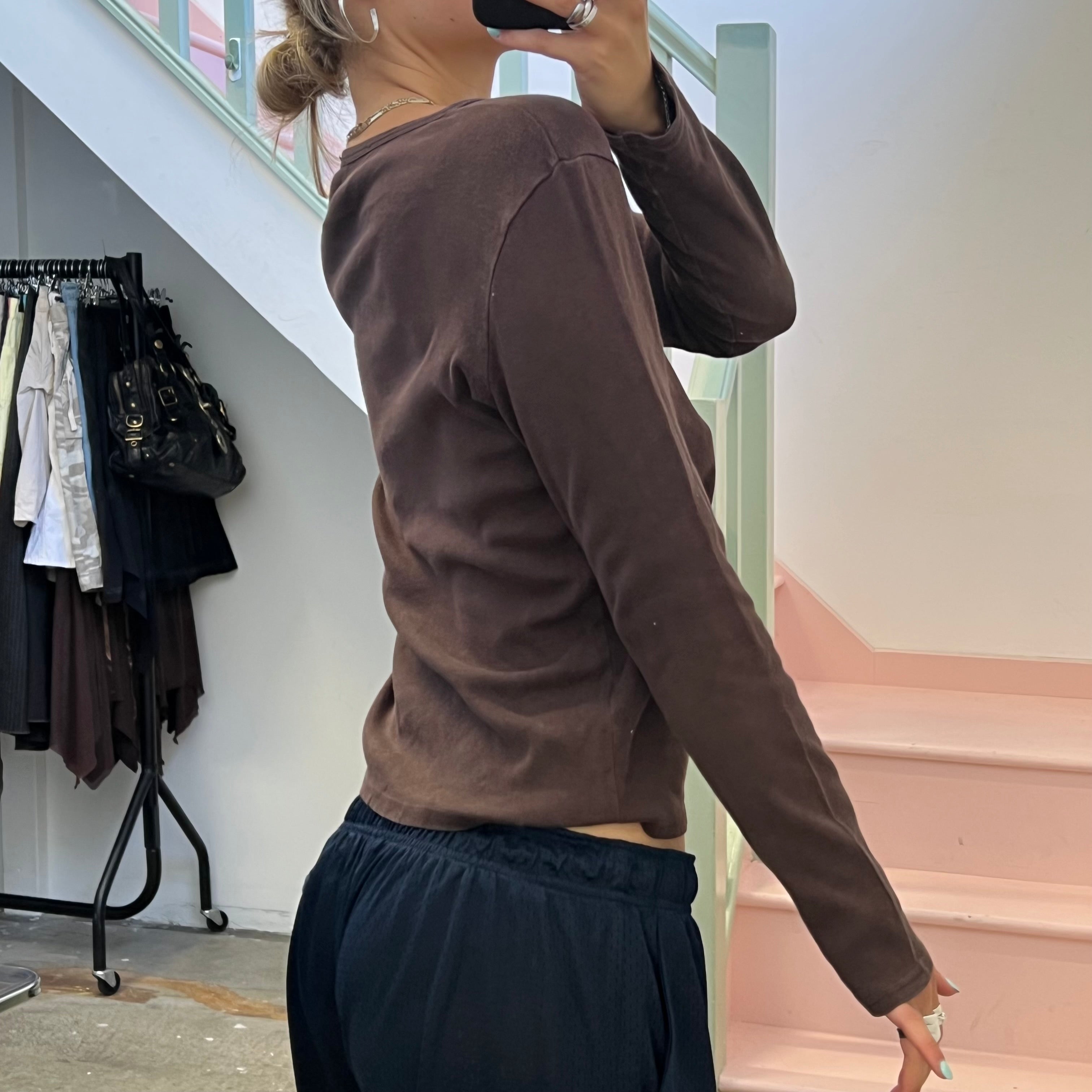Brown printed long sleeve top