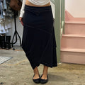 Navy sporty asymmetrical maxi skirt
