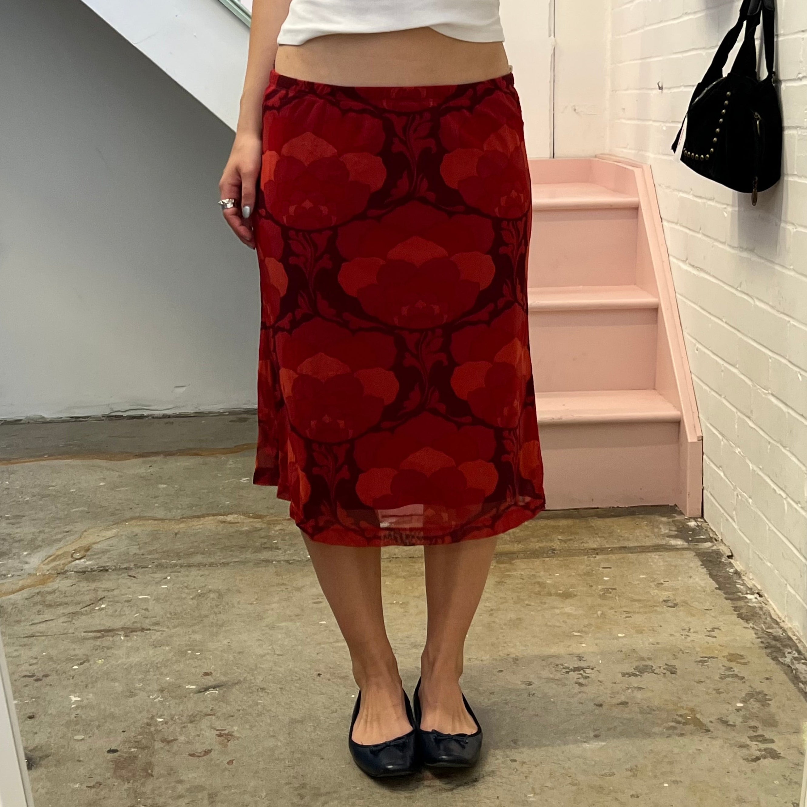 Mexx red floral print midi skirt
