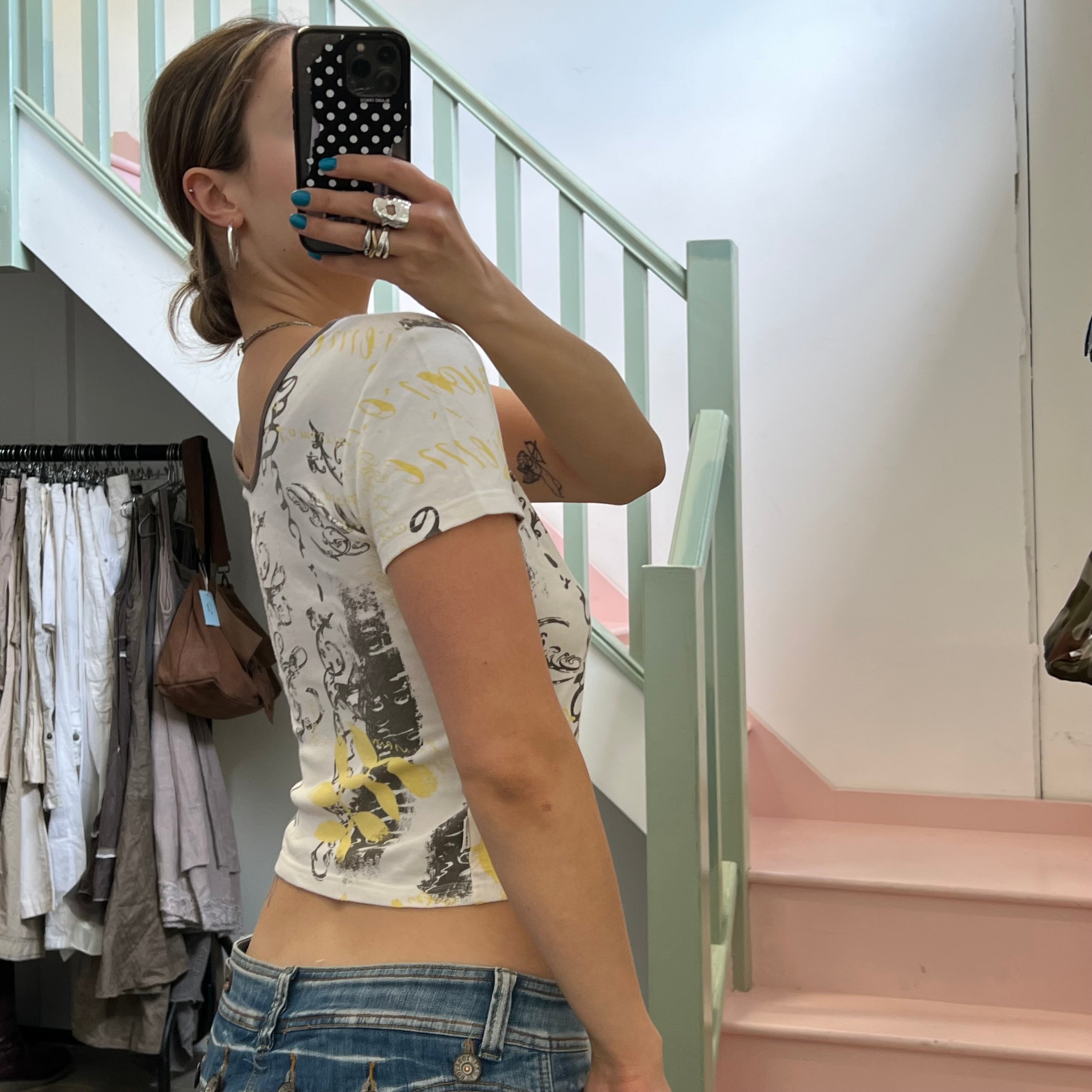 White grey graphic tee