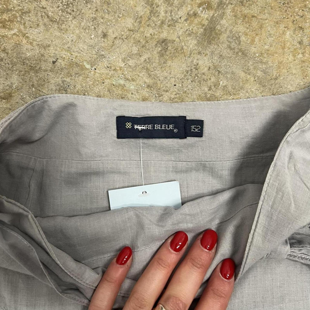 Grey pleated vintage tie waist midi skirt