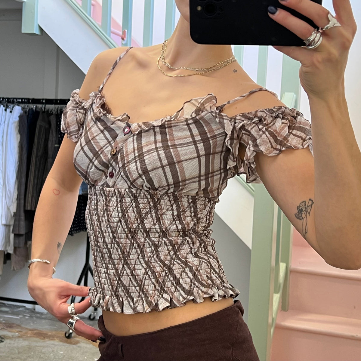 Miss Sixty check off shoulder blouse