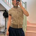 Khaki short sleeve utility bomber jacket