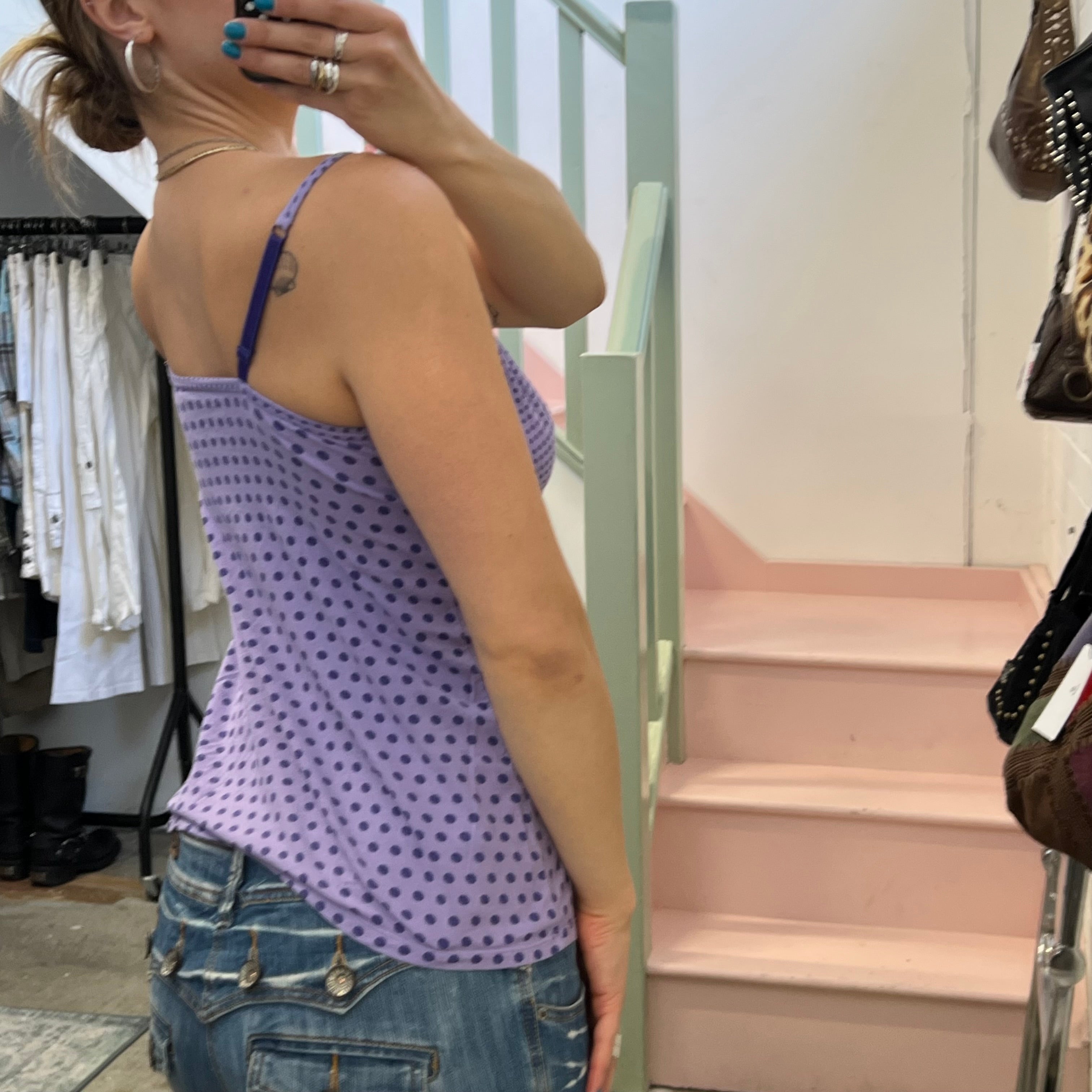 Lilac polka dot vest